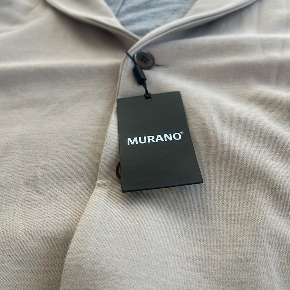 Murano Sz 2XB Big Oatmeal Jersey 3-Button Blazer Coat Cotton Wool Blend Cardigan - Picture 16 of 16